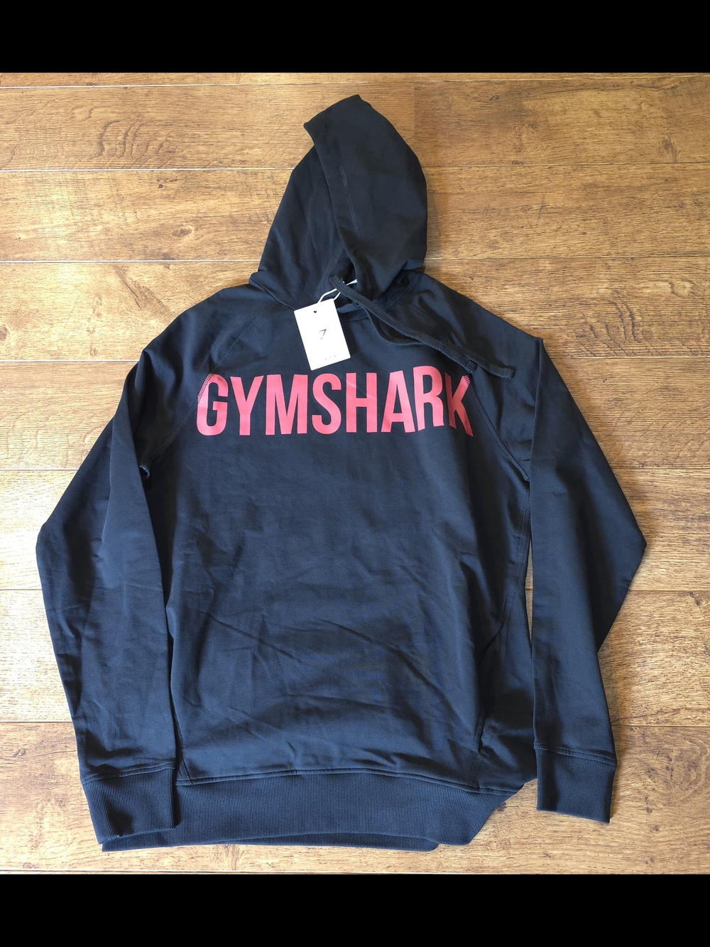 Gymshark Men's Prime Black Hoodie with Red Logo Large Slim Fit.